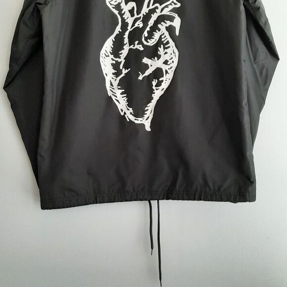 The Weeknd 2017 Tour XO Heart Logo Coach Windbreaker Jacket Shell B&W Sz S - Picture 3 of 16